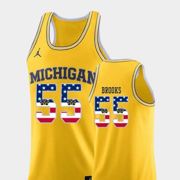 University of Michigan #55 Mens Eli Brooks Jersey Yellow Alumni USA Flag College Basketball